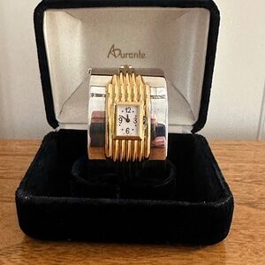 Vintage Franklin MInt Cuff Watch with Sterling Silver and 22K Gold, in Box
